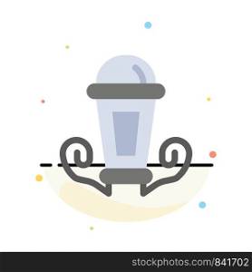 Light, Night, Lamp, Lantern Abstract Flat Color Icon Template