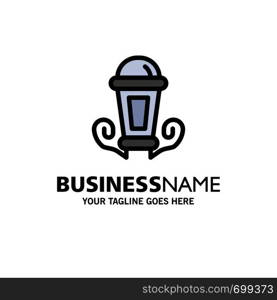 Light, Night, Lamp, Lantern Business Logo Template. Flat Color