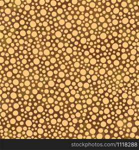 Light orange spots on textured brown background. Animal print vector seamless pattern.