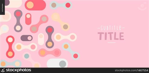 Light pink template design mockup vector banner - rounded colorful shapes isolated on pink background accompanied with a title template. Light design banner