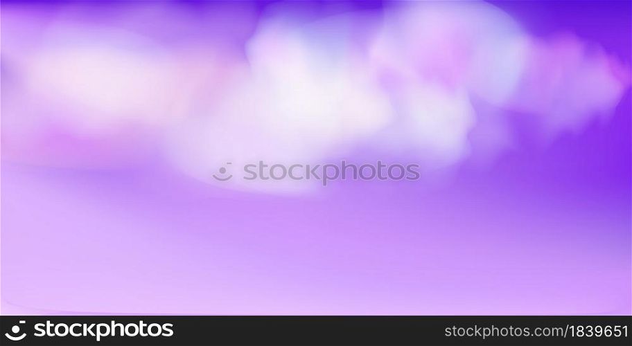 Light Purple Vector Realistic Sky Template with Fantasy Clouds. Bright Cosmos Background. Universe Wallpaper with Mesh Gradient.. Light Purple Realistic Sky Template with Fantasy Clouds. Bright Cosmos Background. Universe Wallpaper with Mesh Gradient. Vector Illustration.