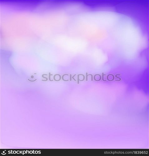 Light Purple Vector Realistic Sky Template with Fantasy Clouds. Bright Cosmos Background. Universe Wallpaper with Mesh Gradient.. Light Purple Realistic Sky Template with Fantasy Clouds. Bright Cosmos Background. Universe Wallpaper with Mesh Gradient. Vector Illustration.