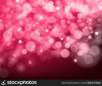 light red Vector bokeh background made from white lights with sparkling glitter