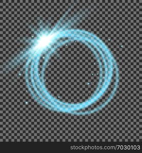 Light Ring With Tracing Effect. Glitter Sparkle Swirl Trail On 