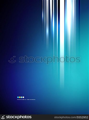 Light shiny straight lines on color background. Abstract design template