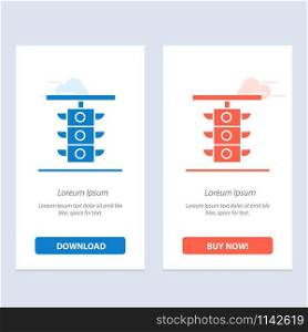 Light, Sign, Station, Traffic, Train Blue and Red Download and Buy Now web Widget Card Template