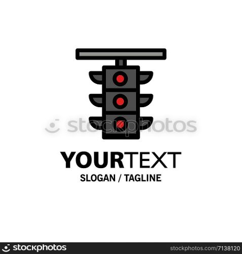 Light, Sign, Station, Traffic, Train Business Logo Template. Flat Color
