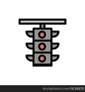 Light, Sign, Station, Traffic, Train  Flat Color Icon. Vector icon banner Template