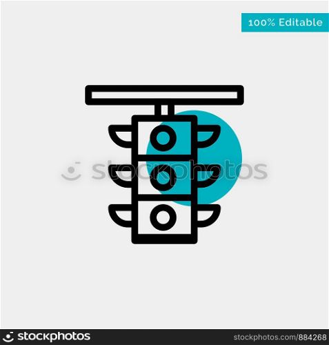 Light, Sign, Station, Traffic, Train turquoise highlight circle point Vector icon