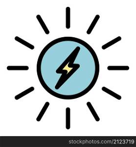 Light solar energy icon. Outline light solar energy vector icon color flat isolated. Light solar energy icon color outline vector