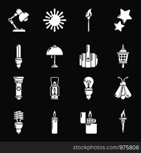 Light source icons set vector white isolated on grey background . Light source icons set grey vector