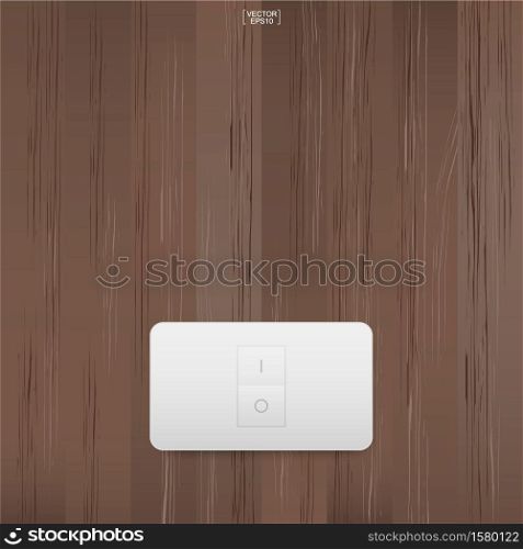 Light switch on wood wall background. Vector illustration.