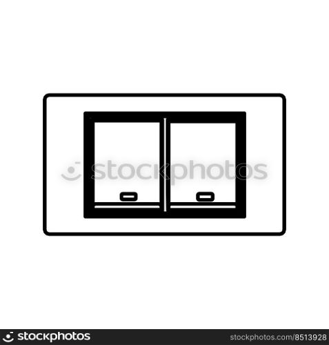 Light switch vector illustration electricity off power icon outline. Electric button energy and technology symbol isolated white. Wall control line and shutdown toggle electronic cartoon object sign