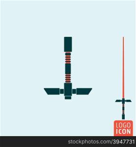 Light sword icon. Light sword logo. Light sword symbol. light saber from wars of future icon isolated, weapon futuristic symbol minimal design. Vector illustration