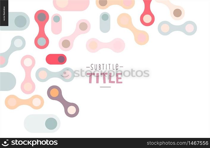 Light template design mockup vector banner - rounded colorful shapes isolated on white background accompanied with a title template. Light design banner