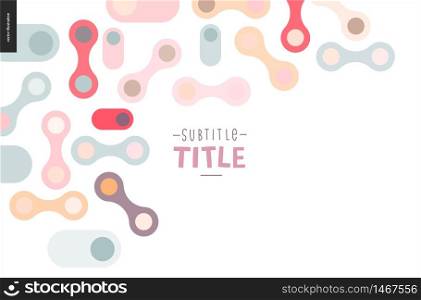 Light template design mockup vector banner - rounded colorful shapes isolated on white background accompanied with a title template. Light design banner