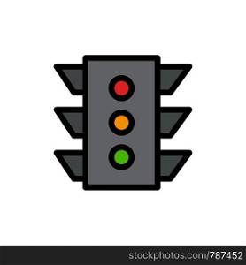 Light, Traffic, signal, Navigation, rule Flat Color Icon. Vector icon banner Template