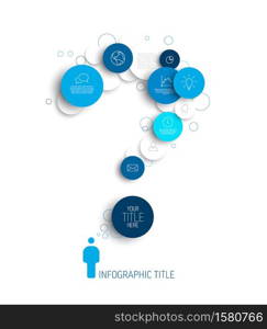 Light Vector abstract circles illustration / infographic template with place for your content - question mark made from content circles. Question mark - light blue vector abstract circles infographic template