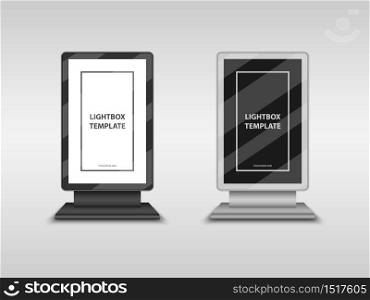 Lightbox, city format billboard, totem sign mockup template, vector illustration