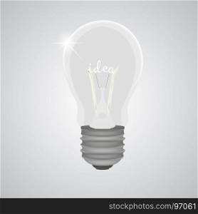 Lightbulb bulb realistic light vector illustration idea power isolated lamp white icon