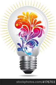 lightbulb with floral vector illustration