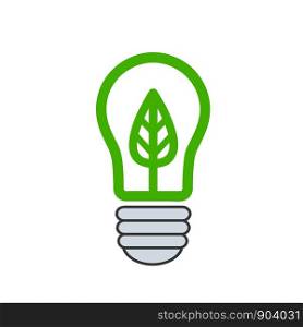 Lightbulb with leaves as green energy concept