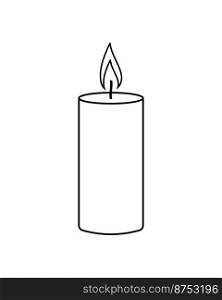 Lighted candle symbol concept in outline style isolated on white.