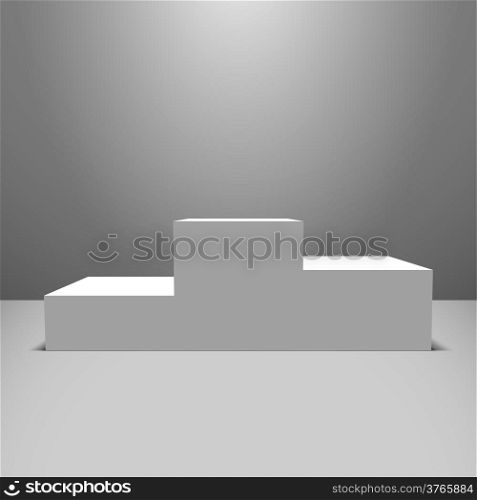 Lightened white vector pedestal on the empty stage
