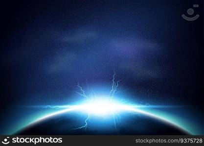 Lightening and shining special effect on cosmos background. Lightening and shining effect