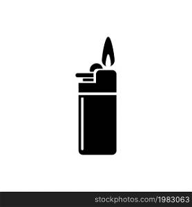 Lighter Fire, Gas Flame Tool, Smoker Equipment. Flat Vector Icon illustration. Simple black symbol on white background. Lighter Fire, Gas Flame Tool sign design template for web and mobile UI element. Lighter Fire, Gas Flame Flat Vector Icon