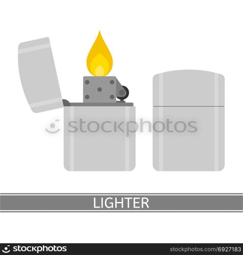 Lighter Icon Vector. Vector illustration of lighter isolated on white background. Equipment for camping, hiking, survival in flat style.