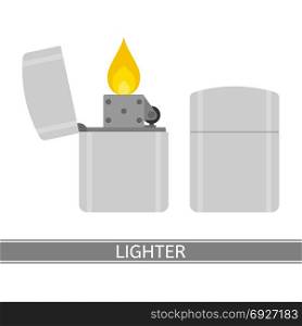 Lighter Icon Vector. Vector illustration of lighter isolated on white background. Equipment for camping, hiking, survival in flat style.