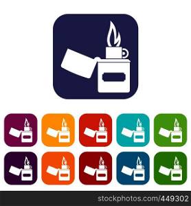 Lighter icons set vector illustration in flat style In colors red, blue, green and other. Lighter icons set flat