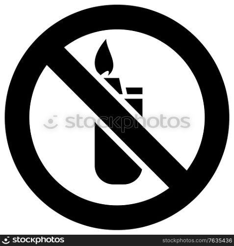 Lighter not allowed forbidden sign, modern round sticker