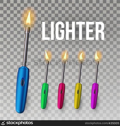 Lighter Vector. Fire Object Blank. 3D Realistic Lighter Icon. Hot Smoker. Illustration. Lighter Vector. Corporate Light Accessory. 3D Realistic Lighter Icon. Classic Long Tool. Illustration