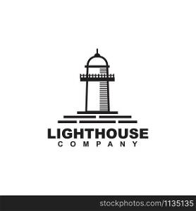 Lighthouse building monitoring icon logo design inspiration vector illustration template