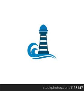 Lighthouse building monitoring icon logo design inspiration vector illustration template