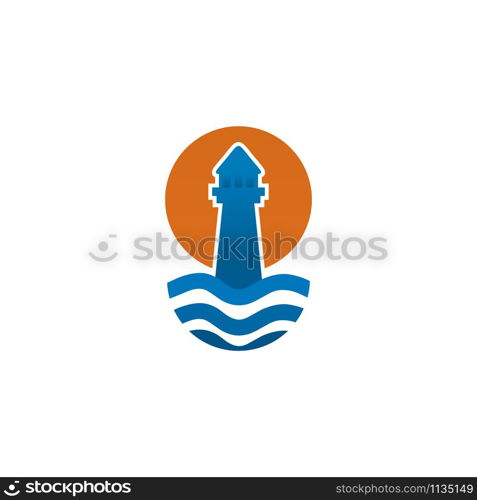 Lighthouse building monitoring icon logo design inspiration vector illustration template