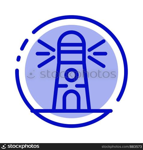 Lighthouse, Building, Navigation, House Blue Dotted Line Line Icon