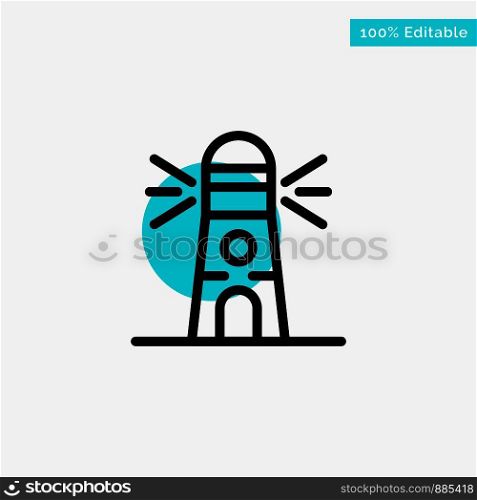Lighthouse, Building, Navigation, House turquoise highlight circle point Vector icon