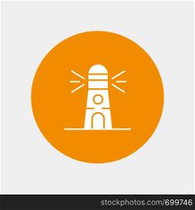 Lighthouse, Building, Navigation, House white glyph icon