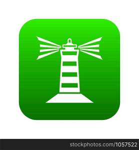 Lighthouse icon green vector isolated on white background. Lighthouse icon green vector