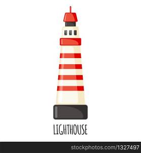 Lighthouse icon in flat style isolated on white background. Vector illustration.. Vector Lighthouse icon in flat style isolated on white.
