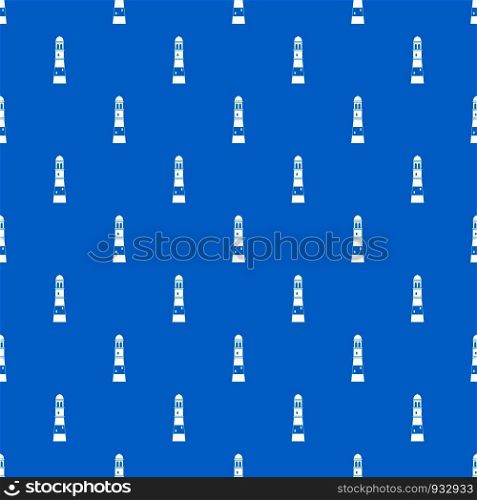 Lighthouse pattern repeat seamless in blue color for any design. Vector geometric illustration. Lighthouse pattern seamless blue