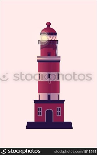 Lighthouse, Sea beacon house. Vector illustration in flat cartoon style. Lighthouse, Sea beacon house. Vector illustration in flat cartoon style.