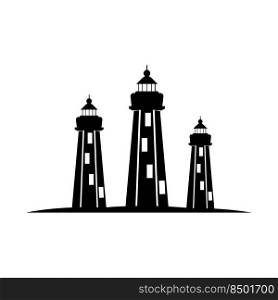 Lighthouse Searchlight Beacon Tower Island Beach logo vector icon