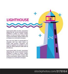 Lighthouse. Vector illustration with place for text. Isolated on a white background.