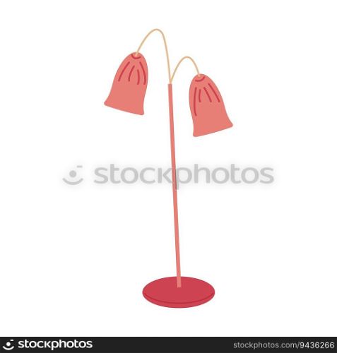 Lighting devices for decorating any home interior. Floor lamp with bell lamps. Interior design. Vector flat illustration.


