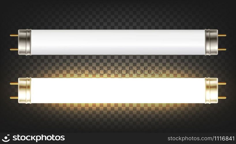 Lighting Electrical Energy Fluorescent Lamp Vector. Gas Excites Mercury