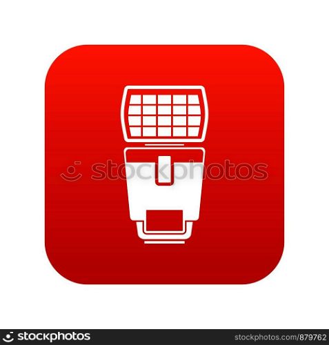 Lighting flash for camera icon digital red for any design isolated on white vector illustration. Lighting flash for camera icon digital red